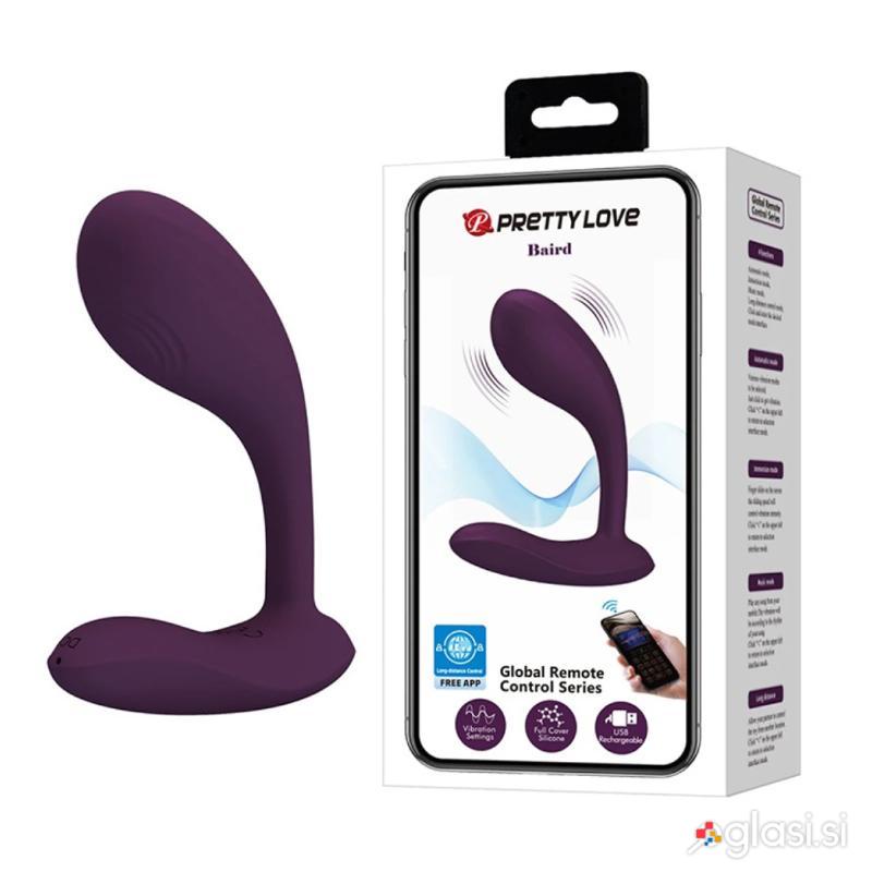 VIBRATOR Pretty Love Baird App Purple - nosljiv vibrator, aplikacija, silikon, u