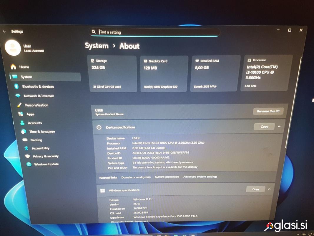 PC i3 10th gen | 8gb ddr4 | 256gb m2 ssd