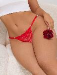 TANGA HLAČKE Ohyeah P5235 Red - rdeča čipka, tangice, okrasen napis LOVE