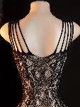 BODYSTOCKING Marcelina Black - odprto mednožje, odprte prsi, črna mreža, cvetlič