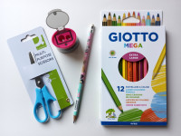 KPL Barvice Giotto Mega, Dvojni šilček, Škarje, Svinčnik Studio Pets