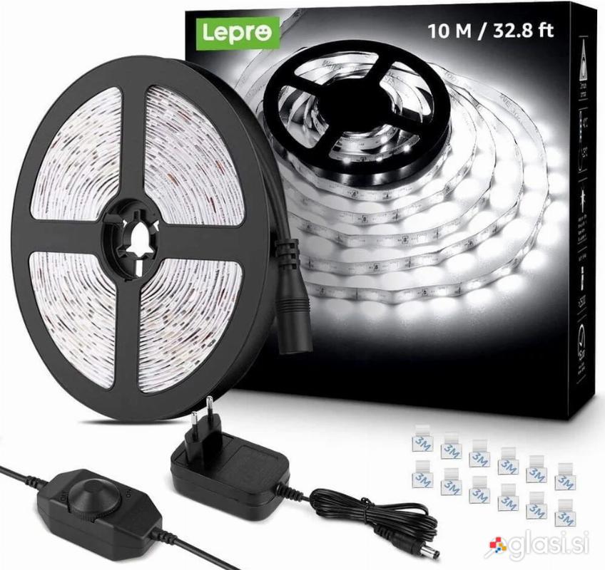 10m Set bel 6000K LED trak IP20 + zatemnilnik