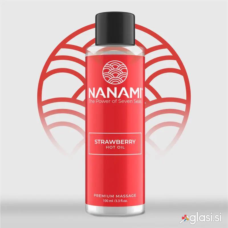 MASAŽNO OLJE Nanami Hot Sweet Strawberry - erotična masaža, grelni, jagoda
