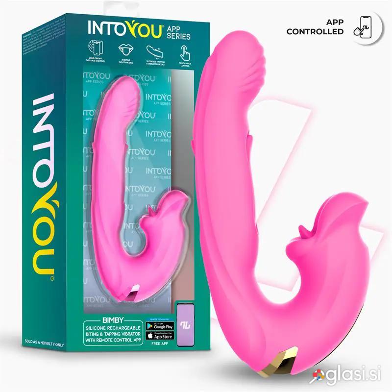 VIBRATOR Intoyou Bimby Biting & Tapping App Pink - z aplikacijo