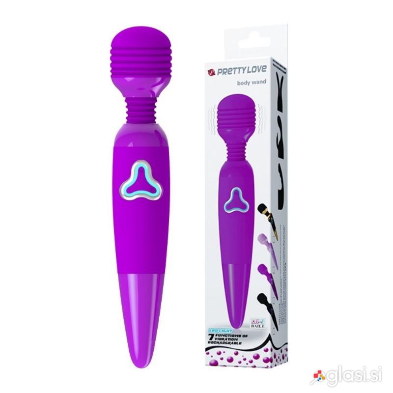 MASAŽER Pretty Love Flirtatious Wand Purple - masažni vibrator, wand, 7 vibracij