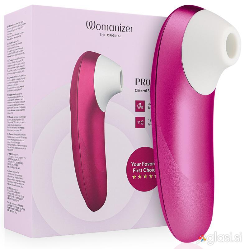 KLITORALNI STIMULATOR Womanizer Pro Pink - vodoodporen, vakuumski