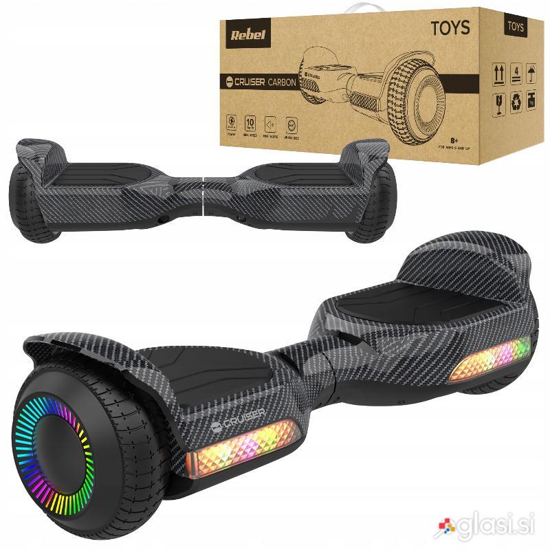 Električno dvokolo skuter rolka LED RGB 100kg Cruiser 10 km/h Carbon