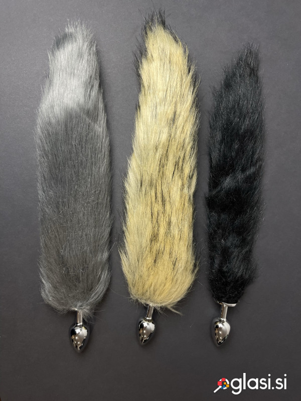Furry Butt Plug z dolgim puhastim repkom  3 barve 10€