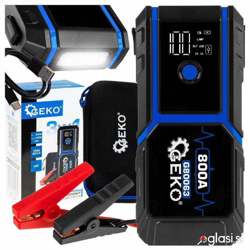 3v1 LED 12V booster 800A zaganjalec Jump Starter polnilec 3xUSB QC3.0 10000 mAh