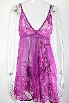 NEGLIŽE Meline Purple - mehak material, čipka, prosojna mrežica, tangice