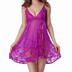 NEGLIŽE Meline Purple - mehak material, čipka, prosojna mrežica, tangice