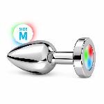 ANALNI ČEP Easytoys Led Light Silver (M) - srednji, kovinski, led luč, debelina 