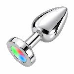 ANALNI ČEP Easytoys Led Light Silver (M) - srednji, kovinski, led luč, debelina 