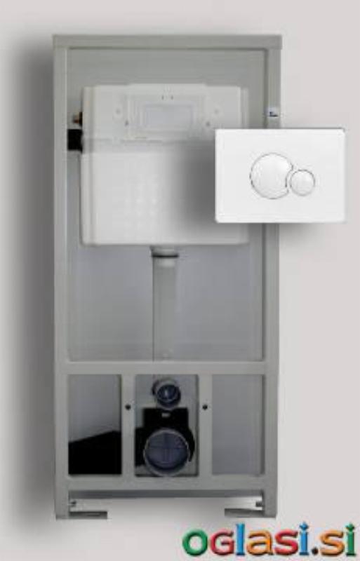 Samostoječi vgradni WC element SANIT 995 N s tipko S 706 sijaj krom ter nosilci